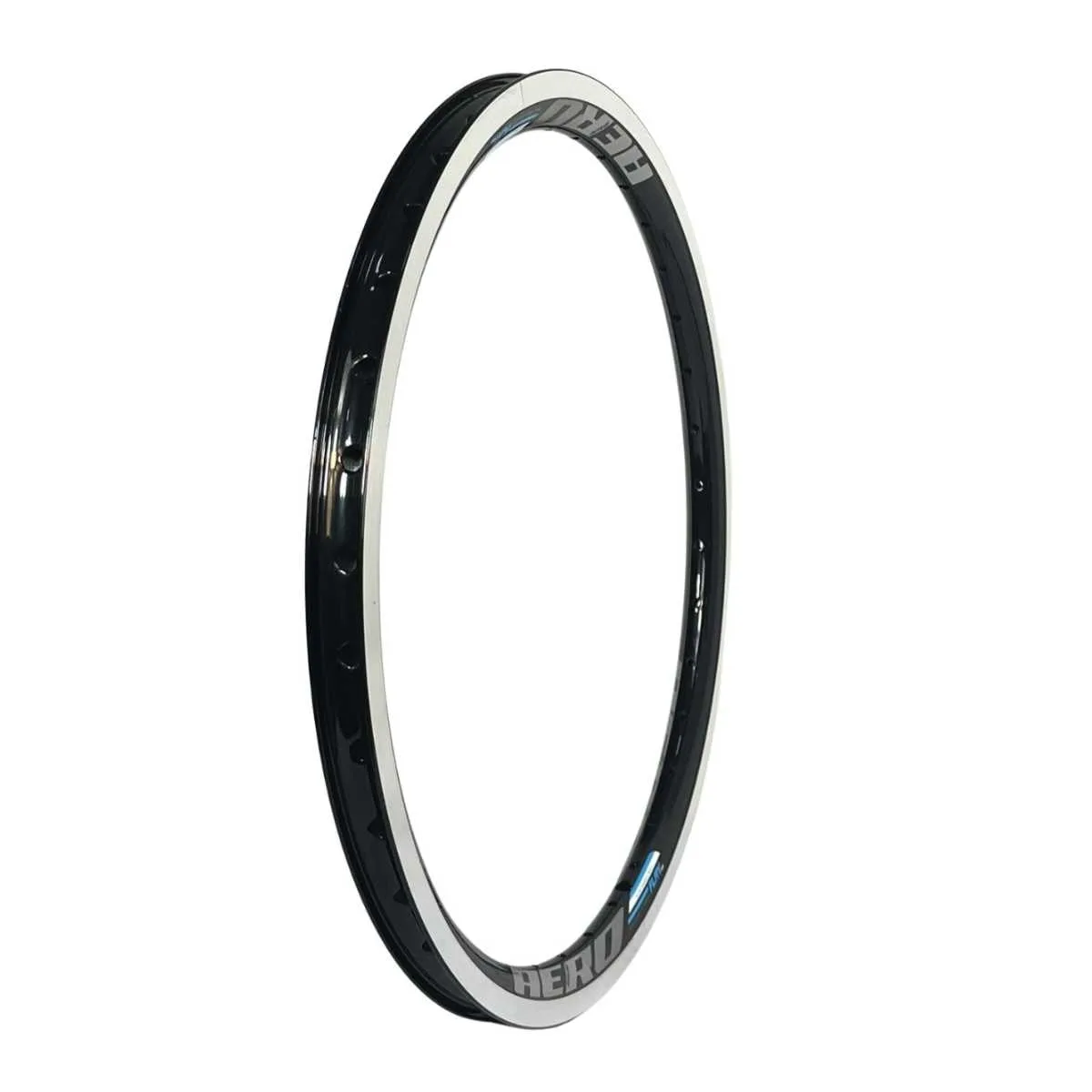 Aro 20 MTB Alumínio Aero Flay Race Preto Com Branco CNC 36 Furos