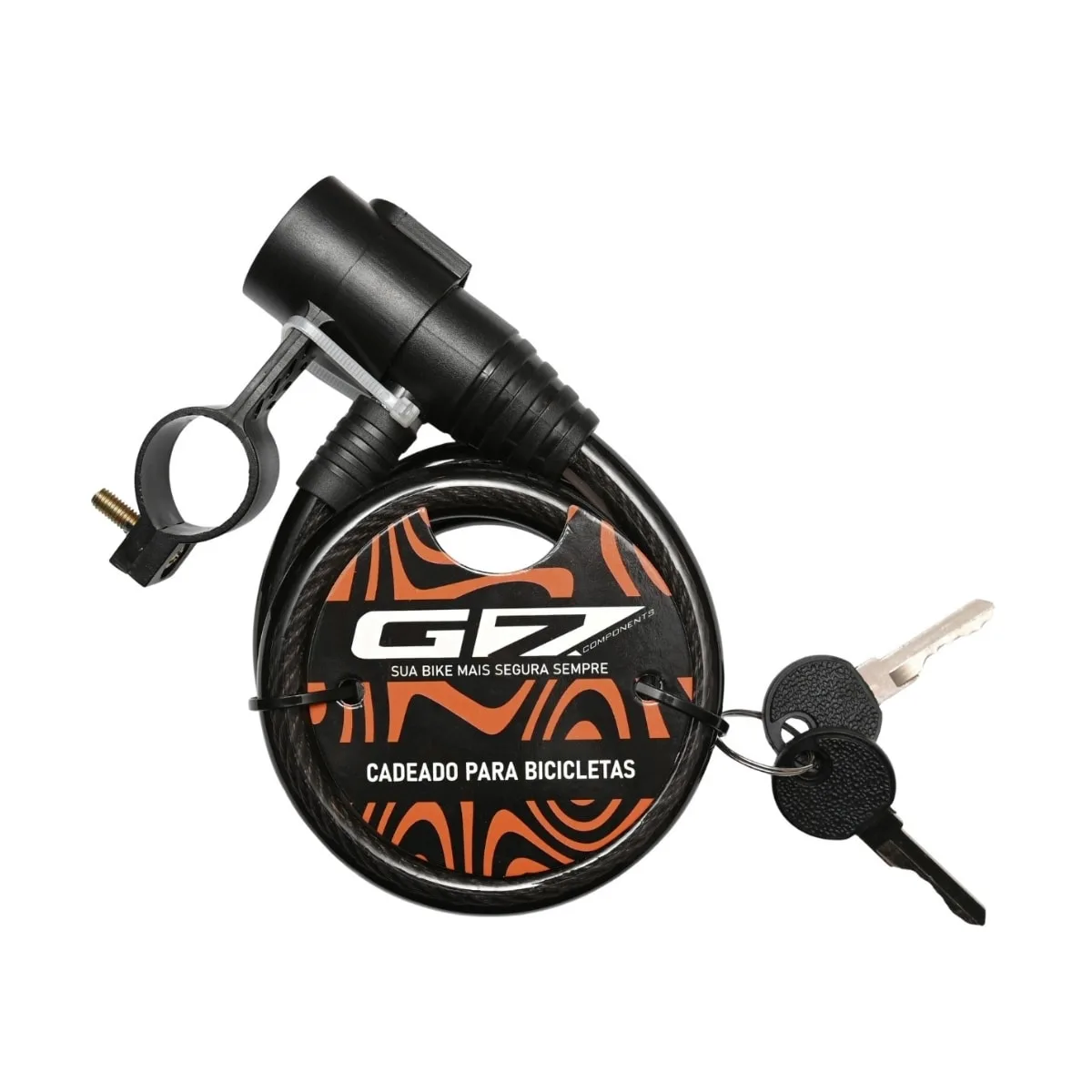 Cadeado de Bicicleta Espiral G7 Com Chave 12mm X 1M
