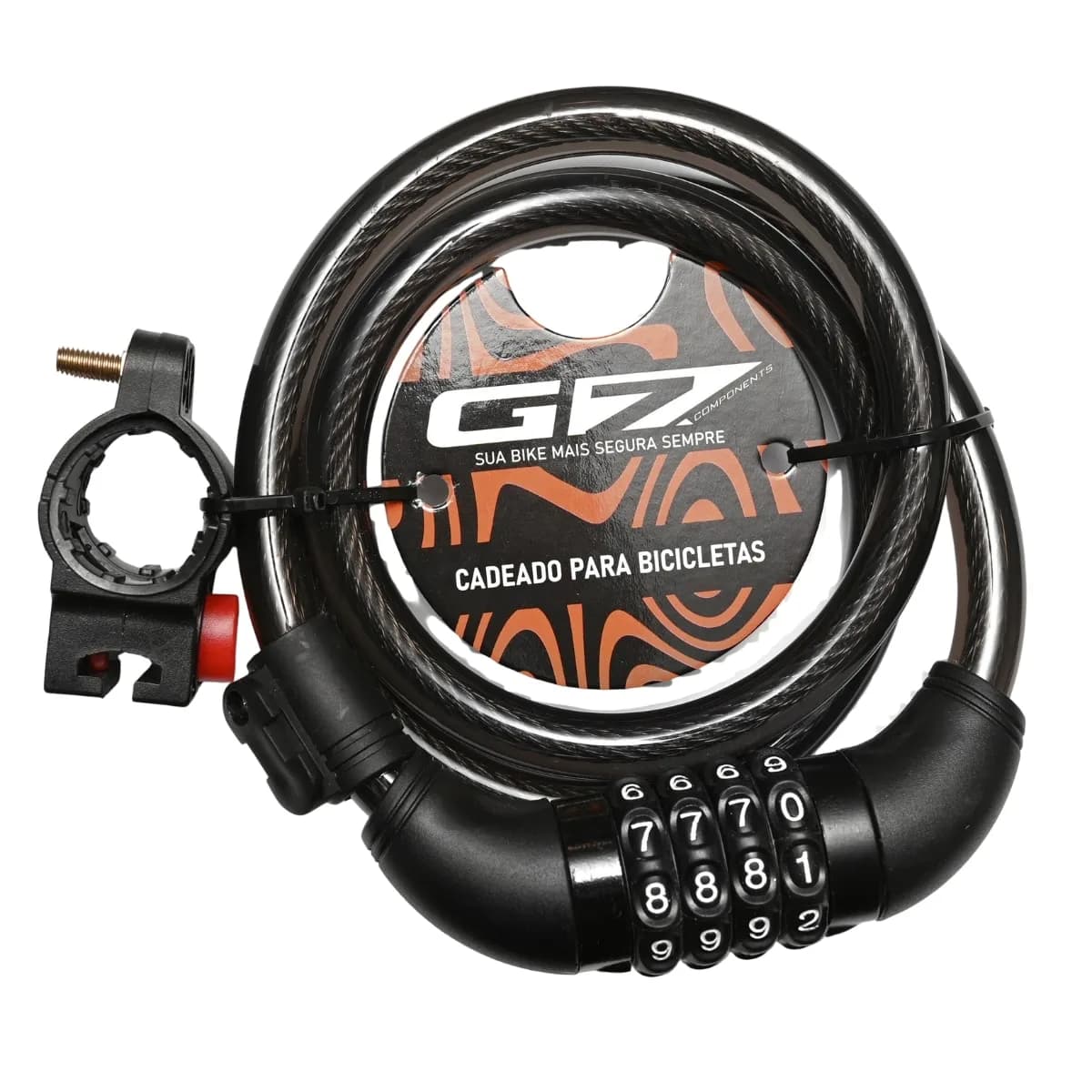 Cadeado de Bicicleta Espiral G7 Com Segrado 12mm X 1M