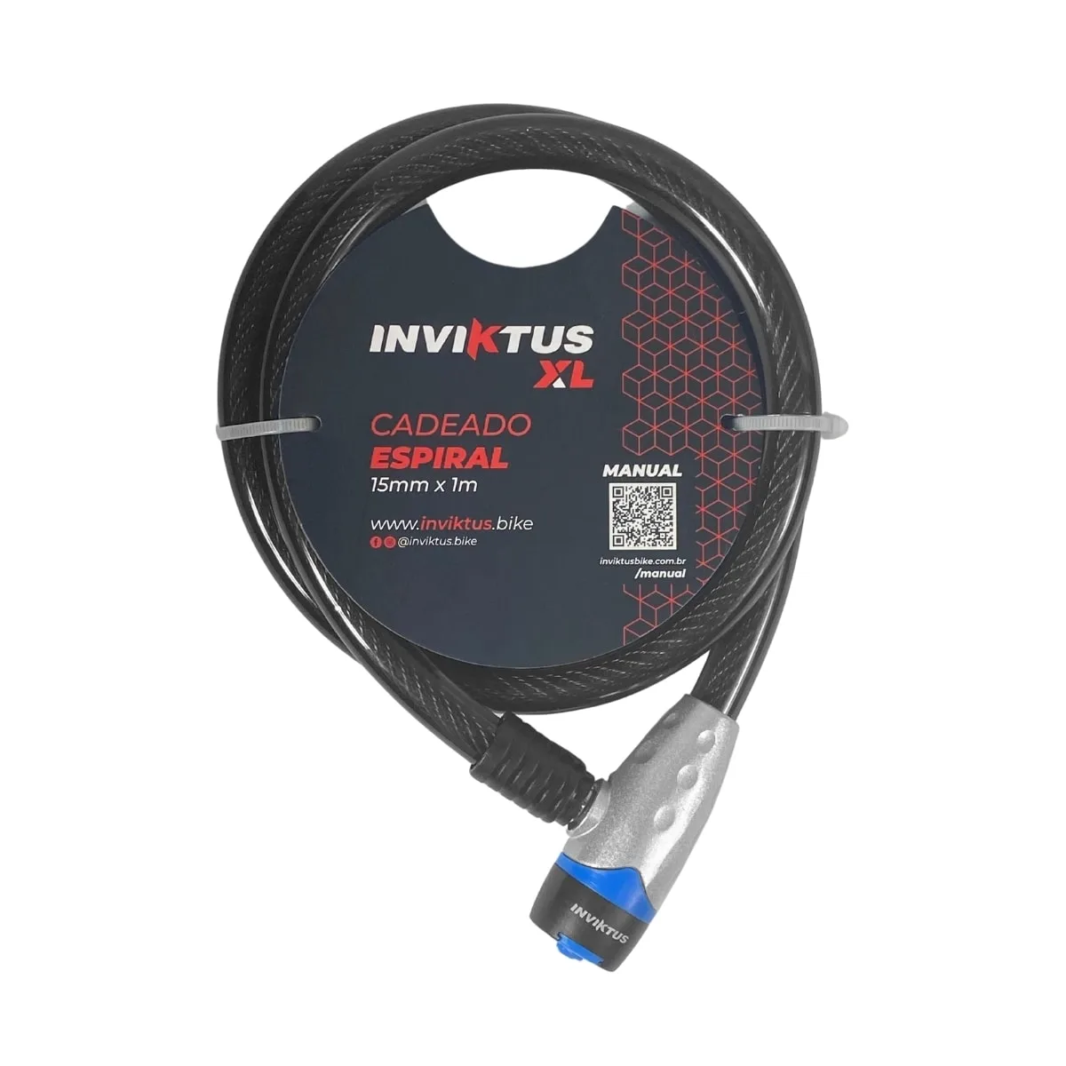 Cadeado de Bicicleta Espiral Inviktus Com Chave 15mm X 1M