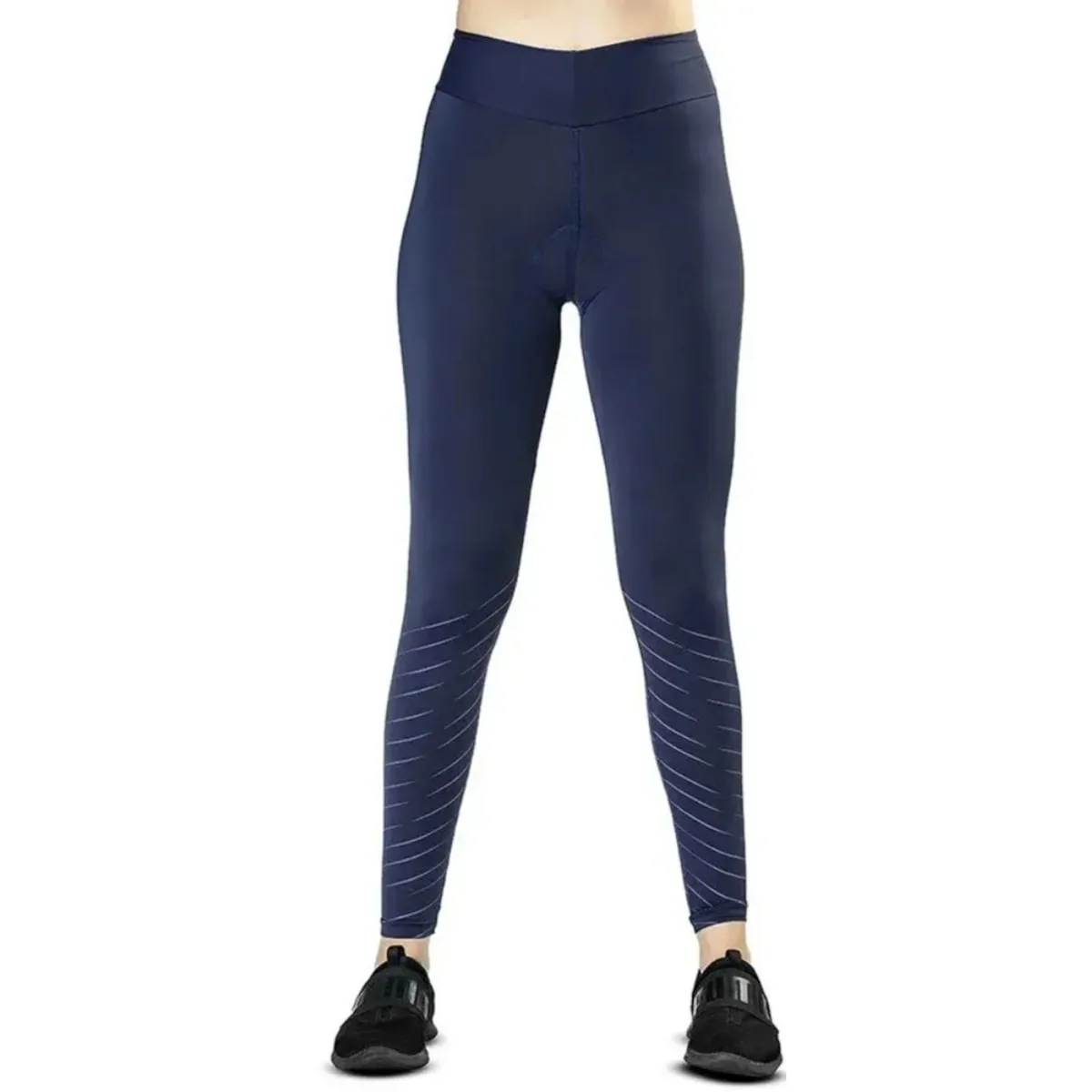 Calça de Ciclismo Feminina Elite Azul Marinho e Roxo