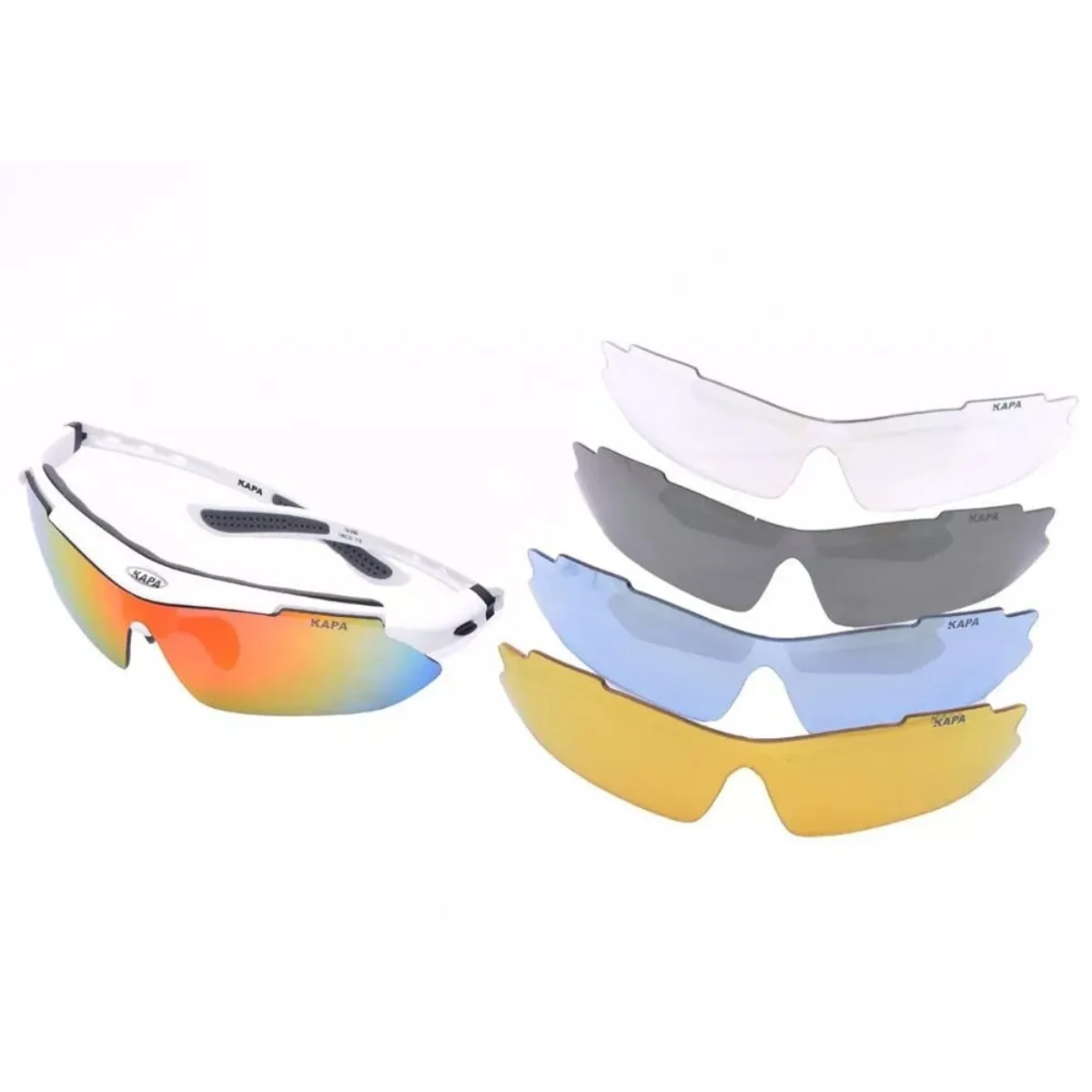 Oculos Ciclismo Kapa KP930 Branco 5 Lentes